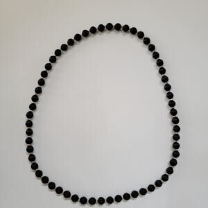Elegant Black Beaded Necklace with Round Satin Finish Beads Gold Spacer Accents